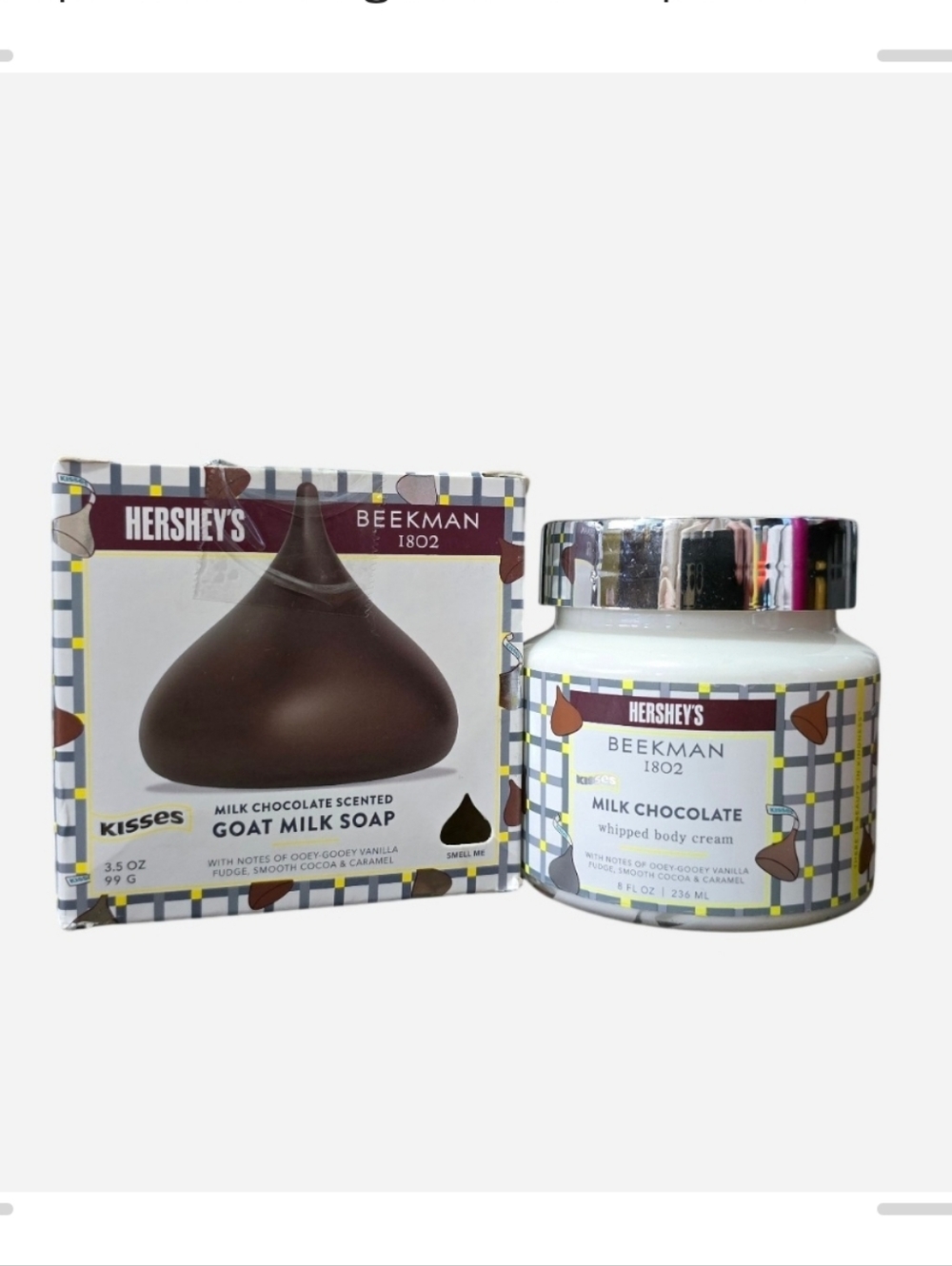 Beekman 1802 Hershey's Milk Chocolate whipped body cream and bar soap